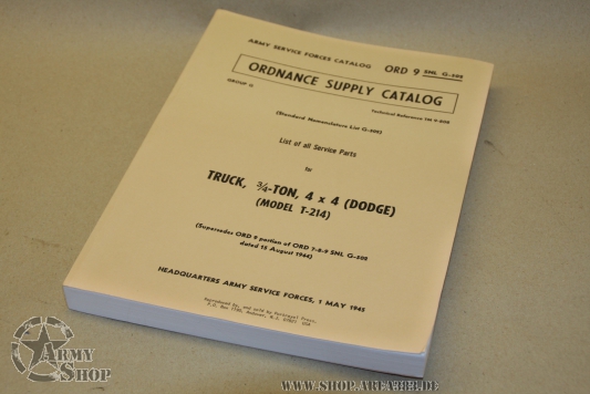 Teile Liste Dodge WC 3/4 ton WC Series 4x4 G502 T214(Englisch)
