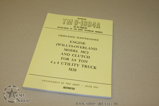 Anleitung Motor,Kupplung Überholung Willys M38 (Reprint) 1951