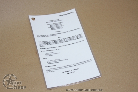 TM 9-2350-252-PCL CHECKLIST FOR FIGHTING VEHICLE