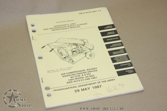 TM 5-4310-381-13 AIR COMPRESSOR, ROTARY GASOLINE