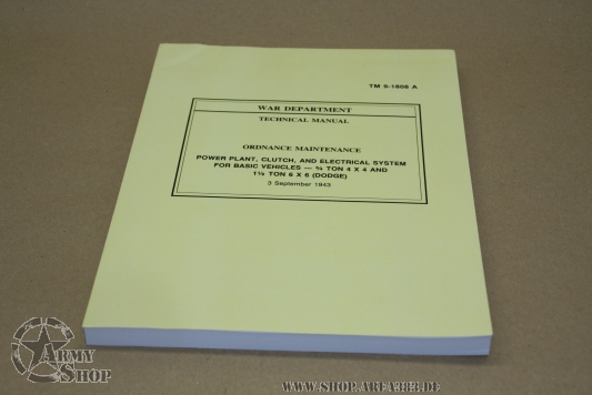 Dodge WC 3/4 ton Engine and Clutch Manual Reprint TM 9-1808 A