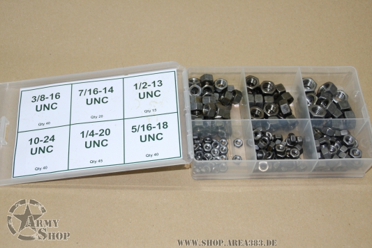 Zollmuttern UNC Sechskantmuttern Sortiment 200 Teile(schwarz)