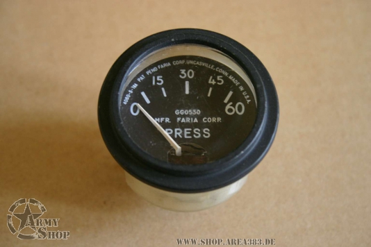 US ARMY Armatur 24 Volt Druck 505AS  0- 60 psi