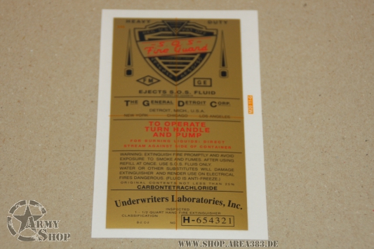 Aufkleber SOS Fire Guard decal