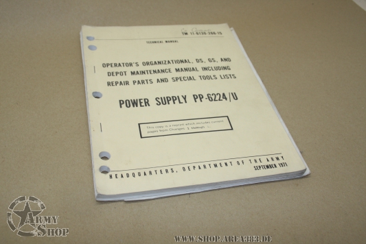 TM-11-6130-266-15 Power Supply PP-6224/U Manual