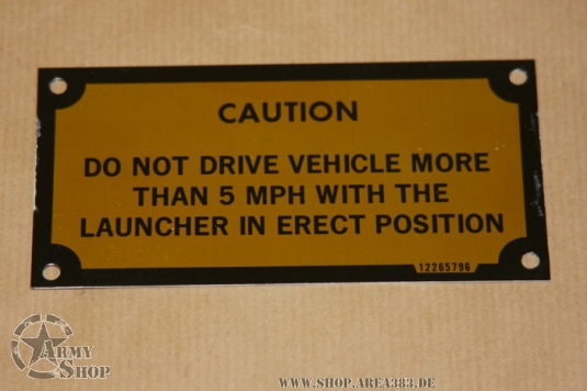 Data Plate LAUNCHER IN ERECT POSITION