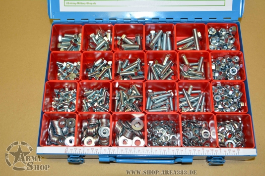 Schraubensortiment 800 Teile UNF verzinkt Grade  8.8