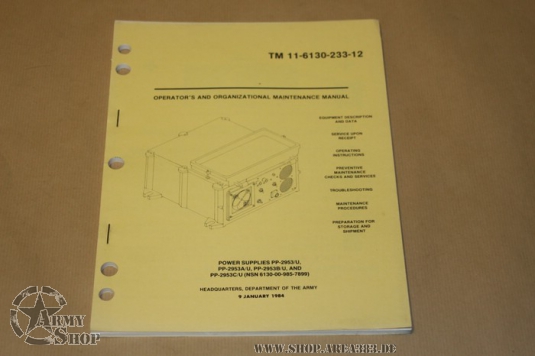TM 11-6130-233-12 Power Supplies PP-2953/U