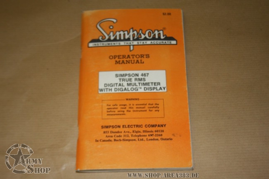 Anleitung Digital Multimeter Army Simpson 467