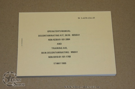 Operators Manual M258A1 and Training Aid M58A1