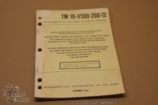 M 10-4500-200-13 Heaters verschiedene Modelle org.US von 1969