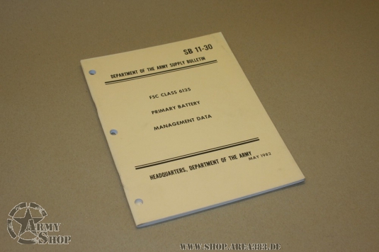 Primary Battery Supply Data. SB 11-30 FSC Class 6135