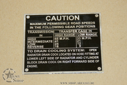 Plate Caution Willys