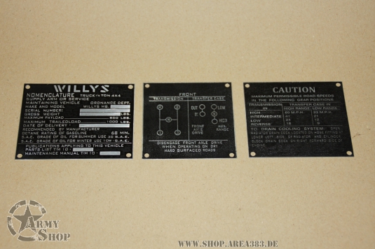 PLATES DATA Willys ( Set ) 3 Stück Zink