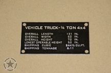 Late War Gewichts shipping plate  Willys MB