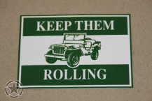 Aufkleber WILLYS     KEEP THEM ROLLING