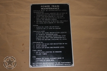 Army Data Plate POWER TRAIN   15 cm x 24 cm