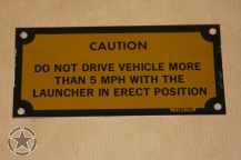Data Plate LAUNCHER IN ERECT POSITION