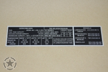Data Plate Army Hummer Servicing Data HMMWV