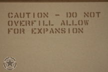 Schriftschablone Caution Overfill 1/2 Inch