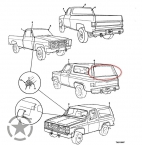 Heckscheibe M1009 Chevy K5 grünton  Kurbelscheibe
