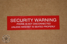 Aufkleber SECURITY WARNING (Telefon)