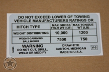 Aufkleber 6007050- , Load Rating Information