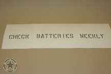 Schriftschablone Check Batteries Weekly 1/2